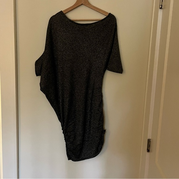 silver metallic shimmery asymmetrical dress - Picture 4 of 7